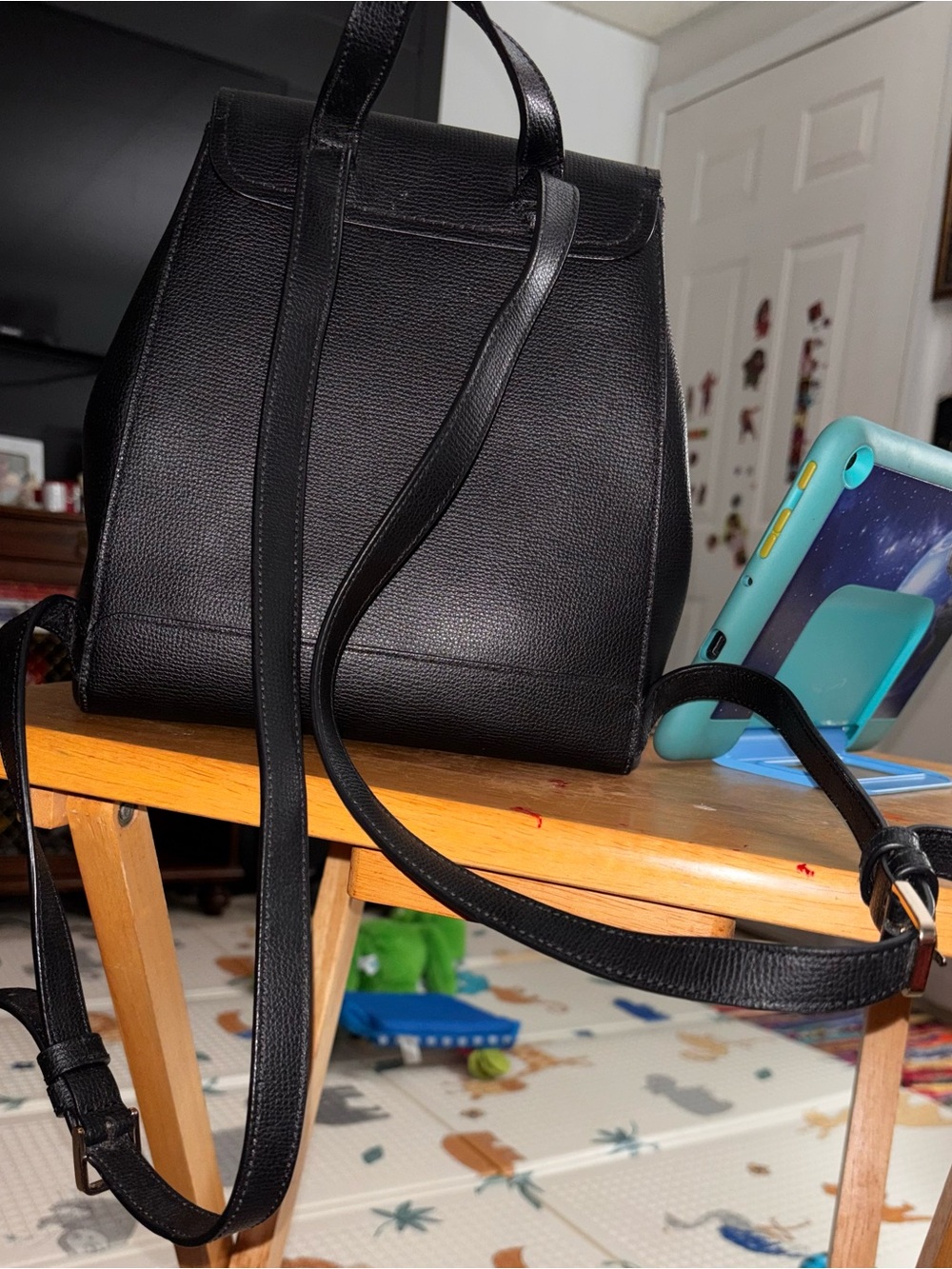 kate spade Black Pebbled Leather Backpack with Front Pocket - Picture 3 of 6